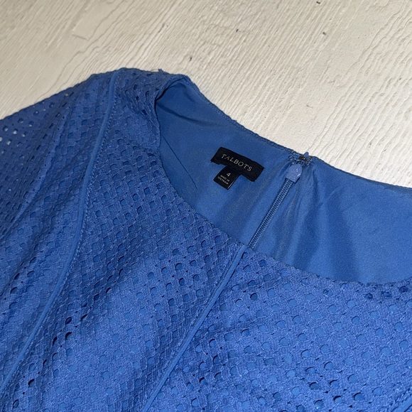Talbots Elegant Royal Blue Eyelet Dress Size 4 - Picture 3 of 6